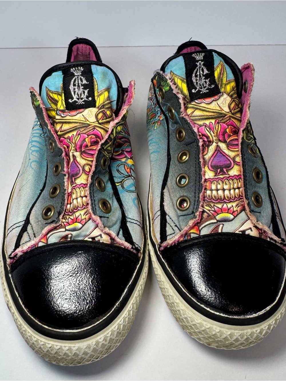 Vintage Y2K Ed Hardy Laceless Slip-On Canvas Sneakers - Size US 9